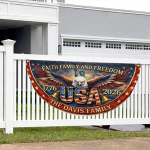 Personalized 250th Anniversary Flag Bunting, America's 250th Anniversary Double-Sided Outdoor Banner, Patriotic Yard & House Decoration for 4th of July, Independence Day