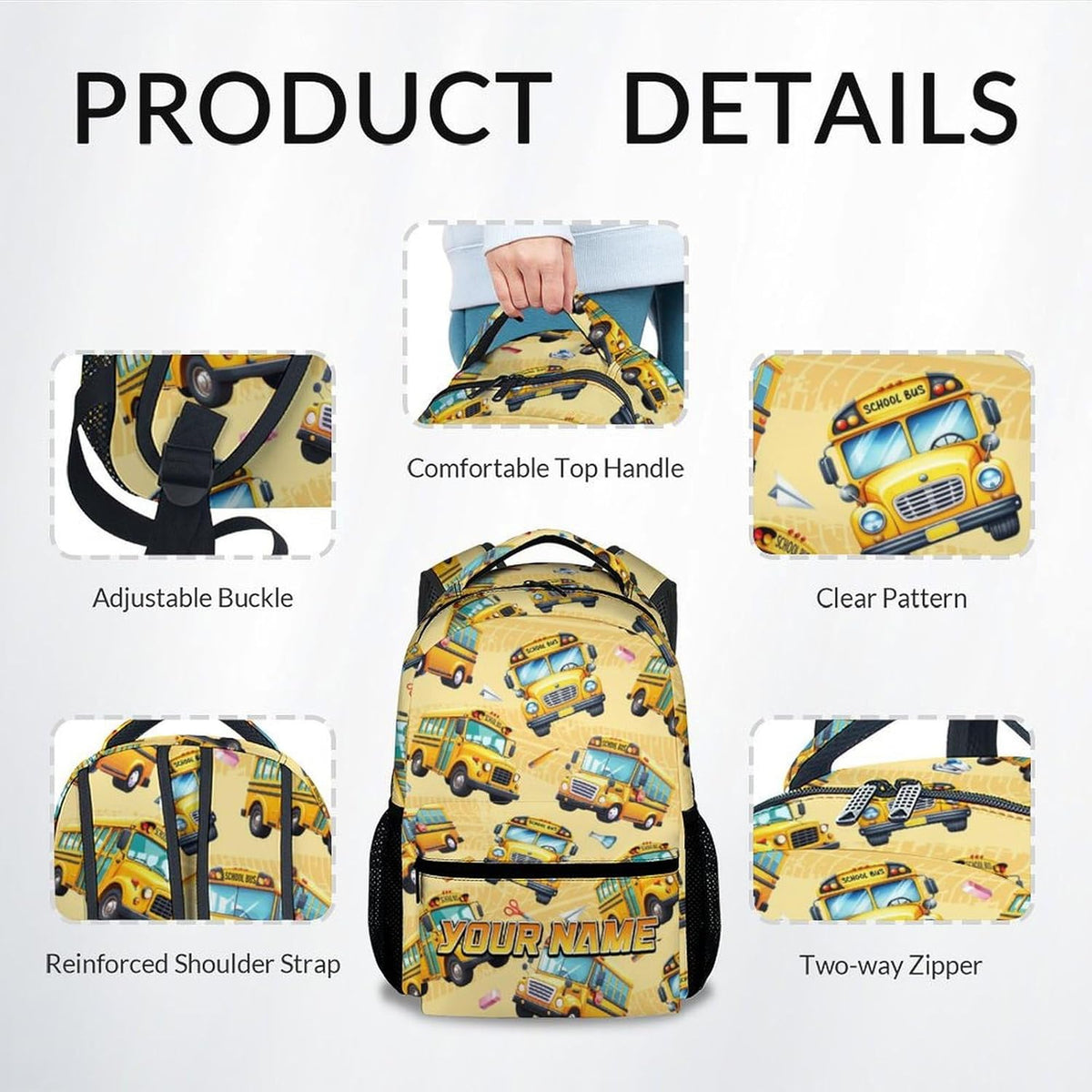 Kid Backpack Boys - Custom School Bus Backpacks with Name for Toddler - Custom Children Bookbag - Back to School Gifts - School Bag for Kindergarten/Preschool/Elementary(