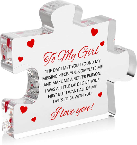 Engraved Acrylic Block Puzzle - Sentimental Gift for Her - Valentine's Day & Fiance Birthday Gift