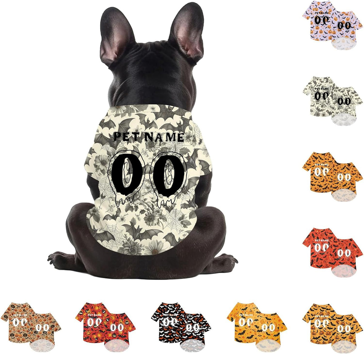 Personalized Halloween Dog Sweatshirts, Custom Jersey Shirts for Pets with Name/Number/Logo, Lightweight Pet Clothing for Small and Medium Dogs Halloween Style