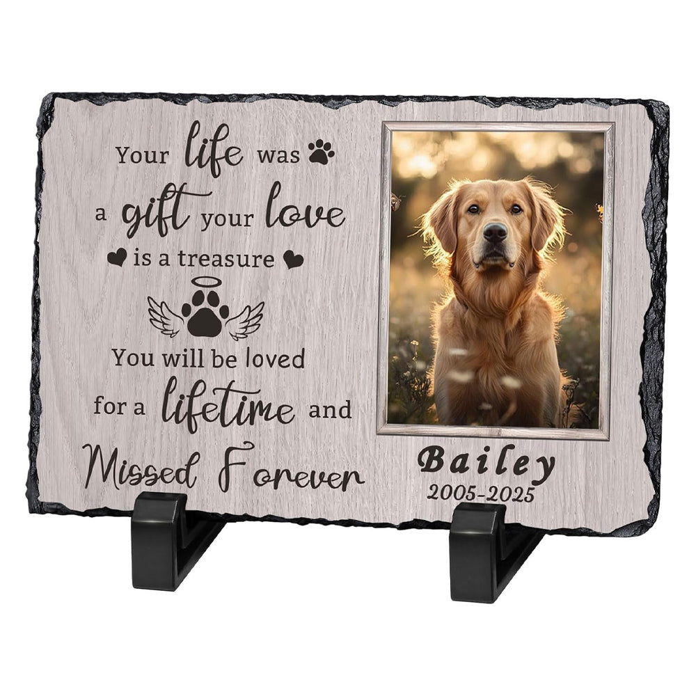 Personalized Dog Memorial Gifts for Loss of Dog, Custom Pet Memorial Stone with Photo Name Date Bereavement Sympathy Gift for Dog Cat Lover