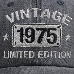 50th Birthday Gifts for Men Women Hats Vintage 1975 Blue Baseball Cap Personalized Embroidery cap for Grandpa Gift For Father