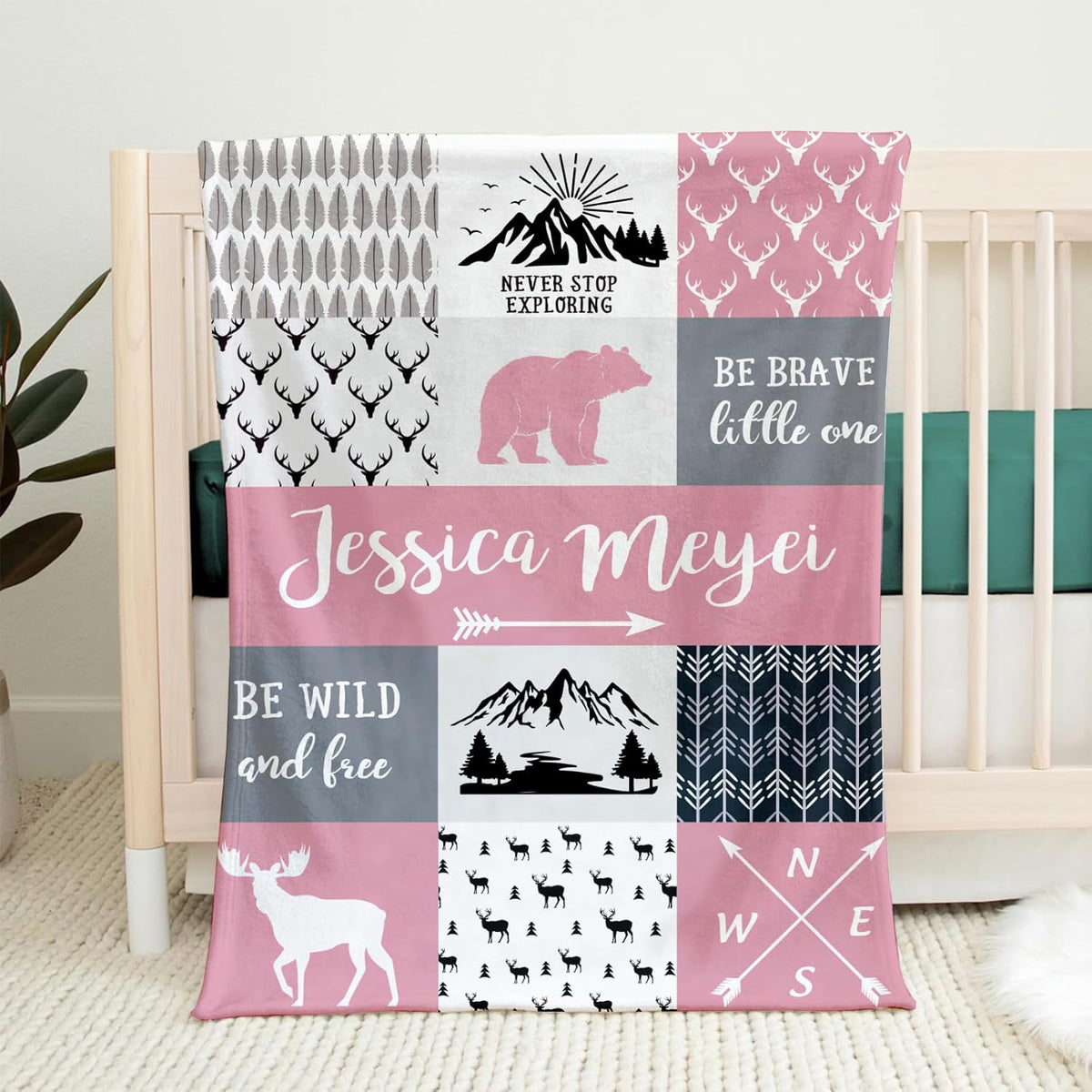 Personalized Baby Blankets for Boys Girls, Custom Flannel Blanket with Name Customized Christmas Birthday Gifts for Kids Teens