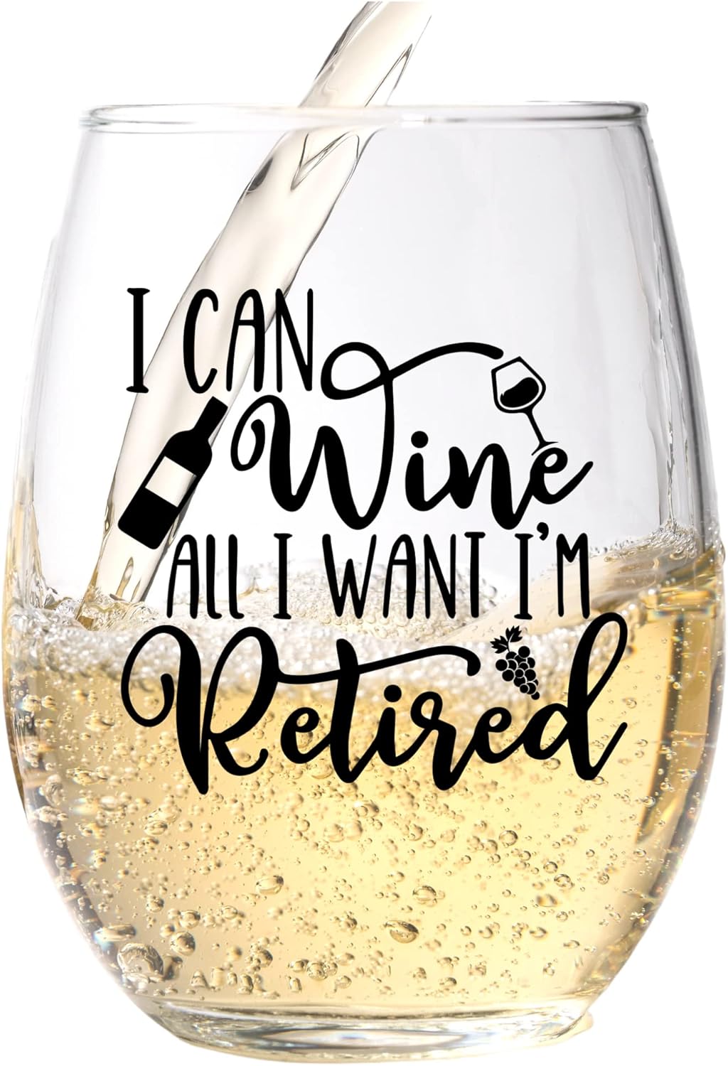 Retirement Wine Glass - 15 Oz, Scratch-Resistant Funny Wine Glass - Funny Retirement Gifts for Women - Unique Retirement Glass for Wine Lovers