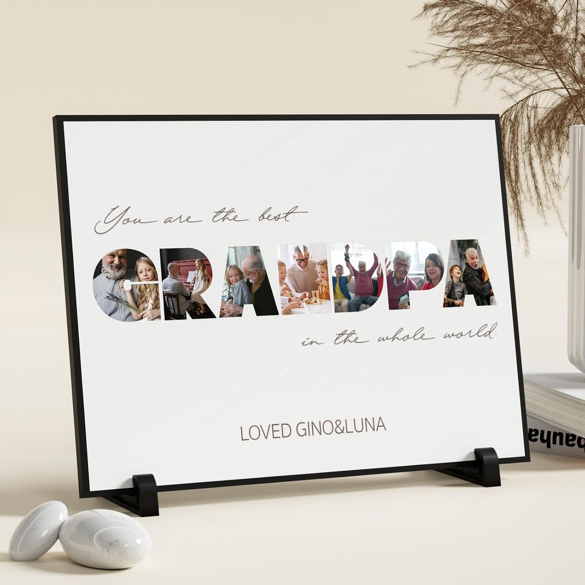 Father's Day Gifts for Dad from Daughter Son Kids, Customized Wooden Picture Frame for Fathers Day, Custom Dad Gifts for Christmas, Sentimental Best Dad Ever Gifts for Birthday