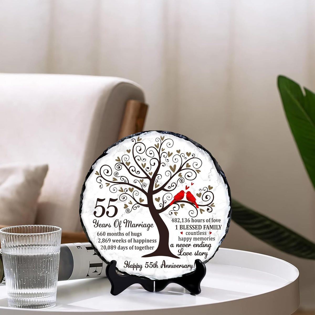 Emerald Couple Slate Plate- 55th Wedding Gifts for Parents Couple - 55th Anniversary Unique Gift Ideas - 55th Wedding Slate Plate (55th Wedding Anniversary)