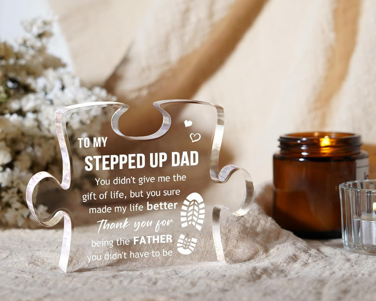 Thanks for being Father Step Dad Gifts, Birthday Gifts for Stepfather bonus dad, Father's Day Christmas Gifts for Step Dad from Daughter Son Acrylic Keepsake