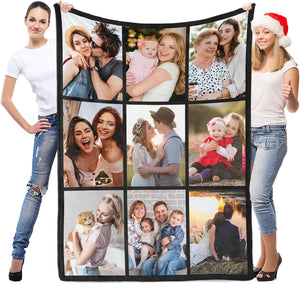 Custom Blanket with Photo, Personalized Blanket, Customized Photo Blankets, Customizable Picture Blankets, Anniversary Couple Gifts for Women Men Her Him, Mothers Day Blanket Gifts for Mom