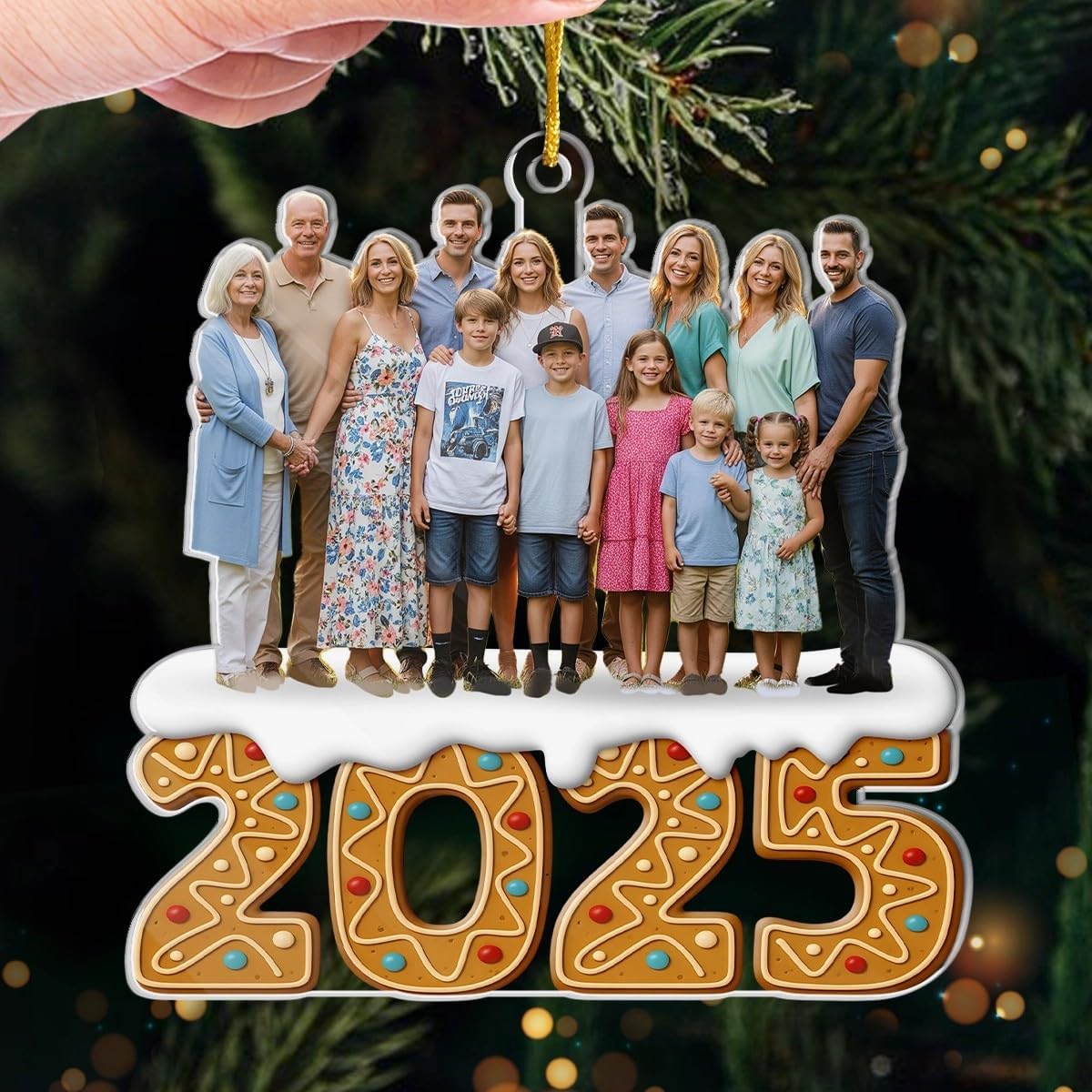 Custom Photo 2D Acrylic Ornament, Personalized Christmas Birthday Gifts for Mom, Dad, Brother, Sister, Kids, Wrapped in Love, Christmas Tree Decorations, Family Ornaments Gifts