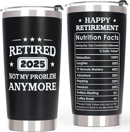 Retirement Gifts for Men 2025 - Best Funny Retirement Gifts for Teachers Coworkers Boss Doctors - Retired Gifts for Men, Humorous Happy Retirement Gifts, 20 Oz Retirement Coffee Tumbler Cup