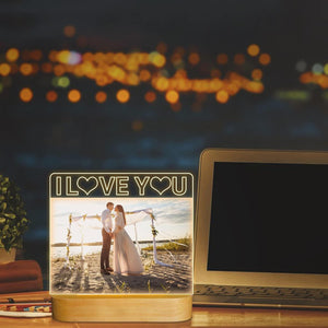 Light up Picture Frame, I Love You Acrylic Photo Frame with Night Light Desktop Decor Best Gifts for Lover Couple Wife Girl Friends Valentine's Day Anniversary Birthday Wedding Present
