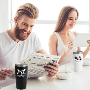 Mr & Mrs Est Tumbler, Wedding Gifts, His and Hers Gifts, Engagement Anniversary Christmas Gifts for Couples Newlyweds Husband Wife