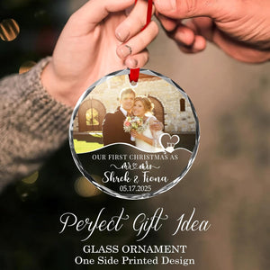 First Christmas Married Ornament 2025 Custom Mr and Mrs Photo Ornament Personalized Wedding Gift with Picture Name Date Couple Glass Keepsake