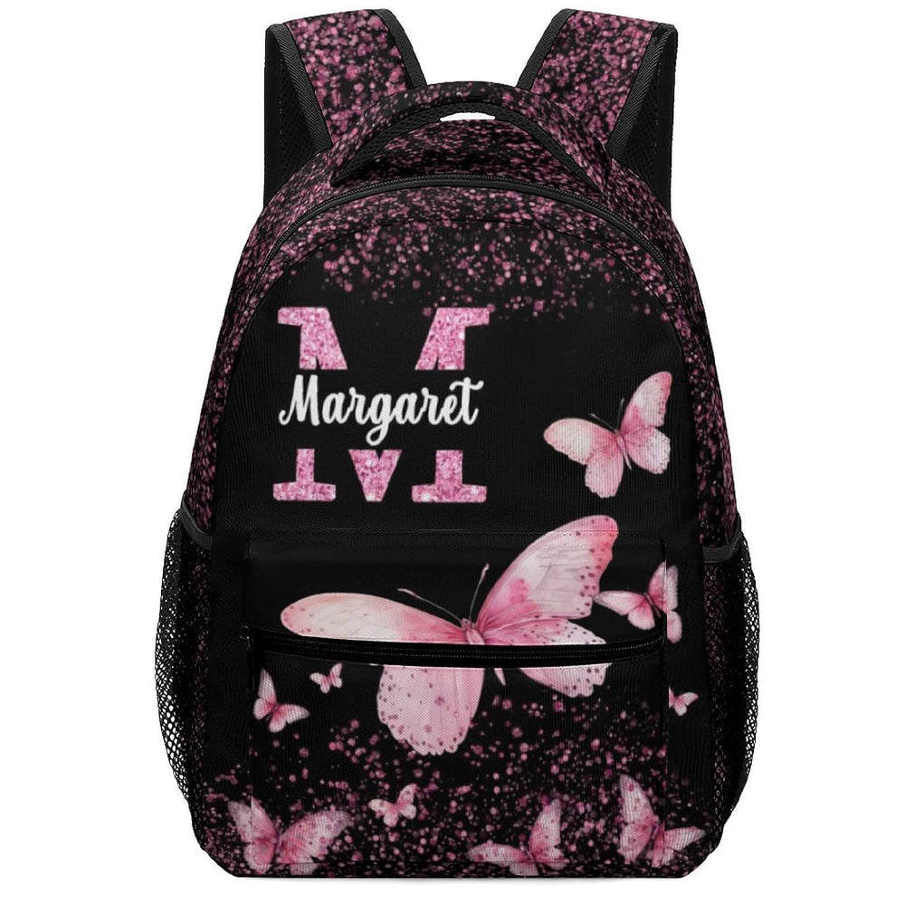 Personalized Butterfly Backpack for Girls Kids Custom Girls Backpack Initial Monogram Bookbag Customized Name Schoolbag for Preschool Kindergarten Primary Elementary