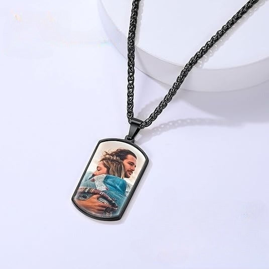 Photo Necklace Personalized for Men Women Dog Tag/Square/Round/Angel Wing/Cat/Oval Shaped Stainless Steel/Gold Plated Picture Pendant Custom Text Memorial Jewelry
