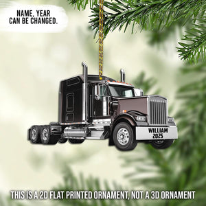 Personalized 2D Flat Printed Truck Christmas Ornament Gifts for Trucker Truck Driver - Trucker Tree Hanging Decoration Gifts for Him Men Husband Friends - Custom Acrylic Ornament