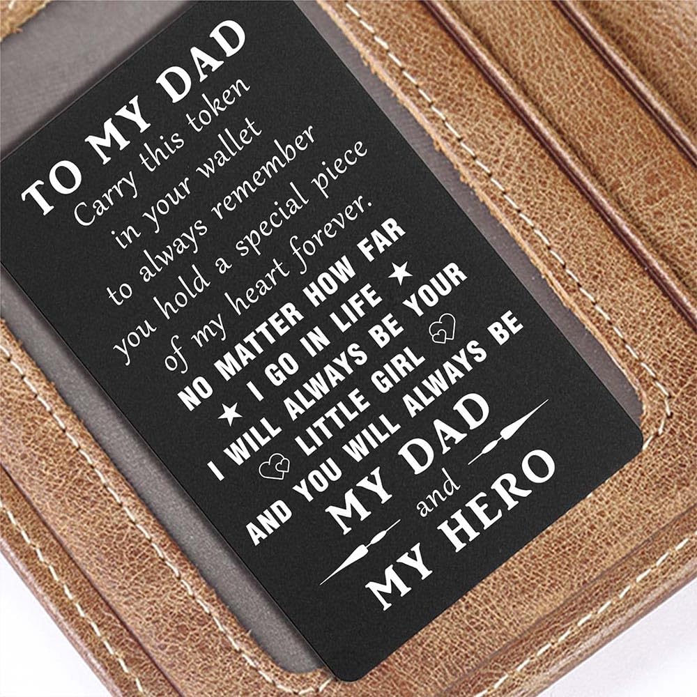 Father's Day Gifts from Daughter , Son - Dad I will Always Be Your Little Girl Little Boy Wallet Card, I Love You Dad Birthday Gifts Fathers Day Card from Daughter