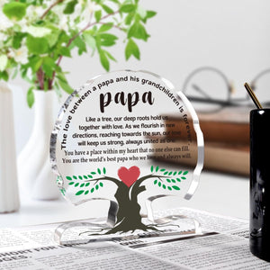 Fathers Day Papa Gift from Grandchildren, Birthday Gifts for Papa Grandfather, Appreciation Thank You Grandpa Papas Acrylic Tree Desk Signs Plaque Home Office Decor
