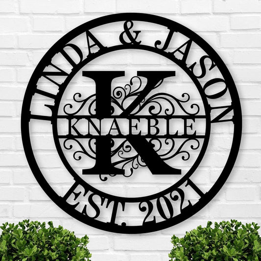Personalized Family Name Sign Custom Last Name Metal Sign Personalized wedding gifts Monogram gifts Wall Decor Split Letter Name Metal anniversary wedding Signs
