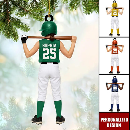 Personalized Softball Ornament, Custom Name 2D Flat Girl Softball Christmas Ornament, Gift for Daughters, Wife