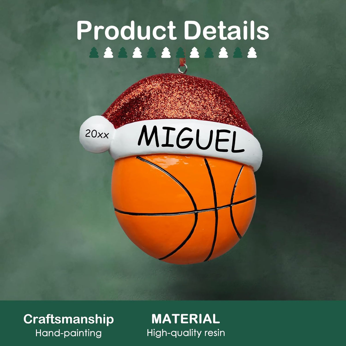 Personalized Basketball Christmas Ornaments 2025 Custom Hand-Painted Resin Sports Ornament with Name & Year, Christmas Decor Gift for Family, Kids & Basketball Fans