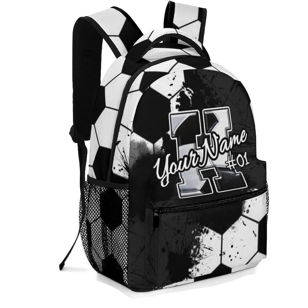 Kids Backpack for Boys Personalized Initial Soccer School Backpacks for Elementary Middle Primary High Senior Custom Monogrammed Bookbag Supplies for Sports Lovers