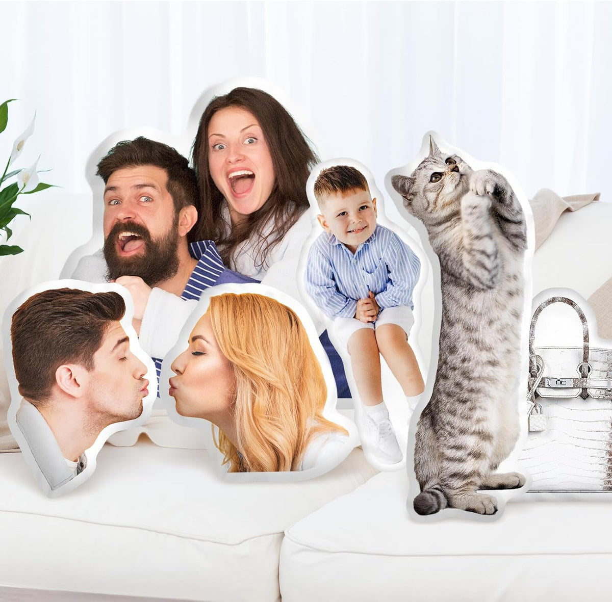 Custom Pillows with Picture, Customized Funny Pillow Personalized Photo, Custom Face Pillow for Valentines Gifts for Boyfriend Girlfriend, Custom Pet Pillow for Cat Dog Memorial Gifts