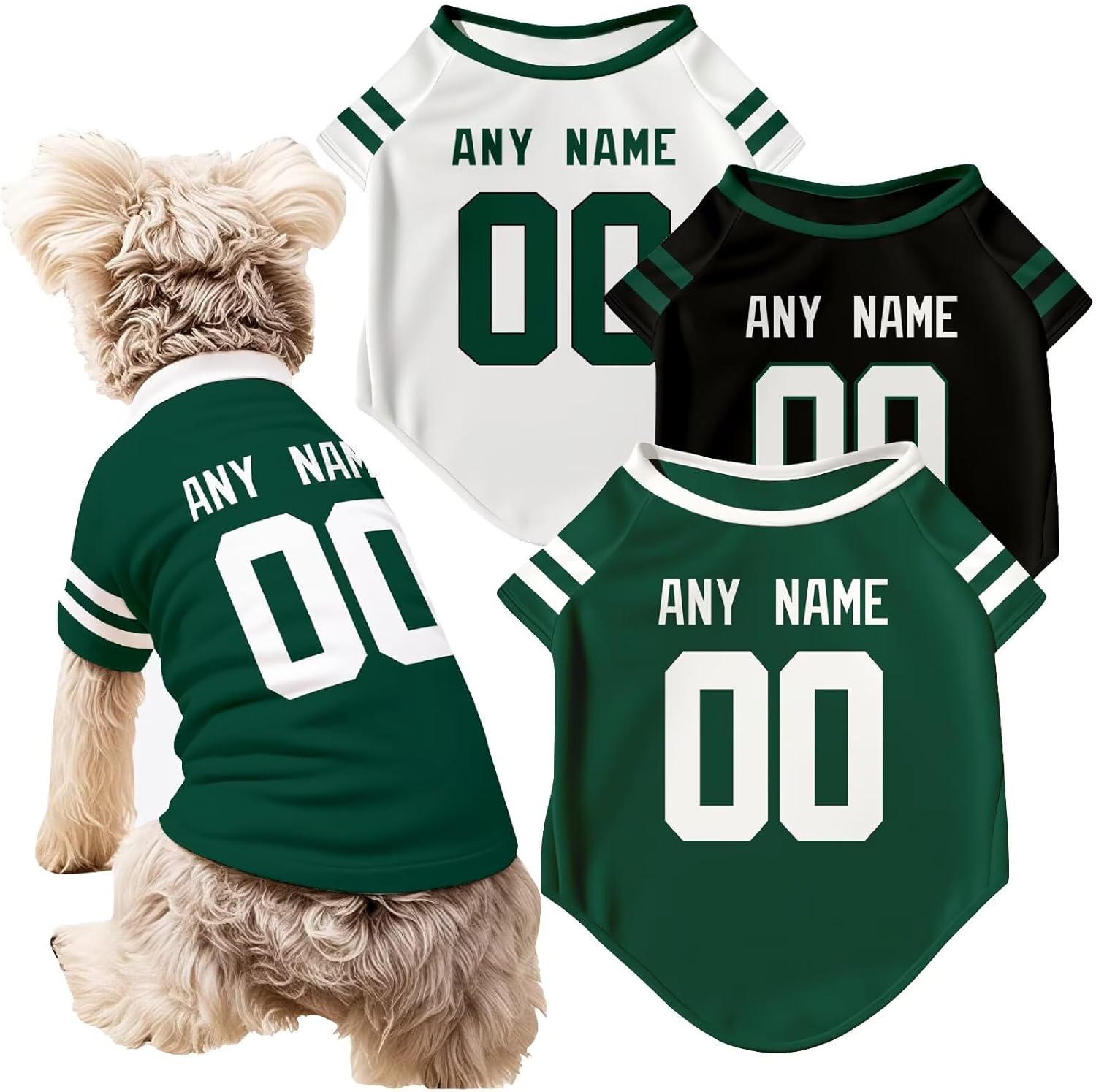 New York J Dog T-Shirt Jersey Style Pet Clothes Personalized Custom Name and Number Gifts