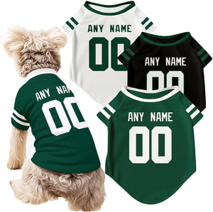 New York J Dog T-Shirt Jersey Style Pet Clothes Personalized Custom Name and Number Gifts