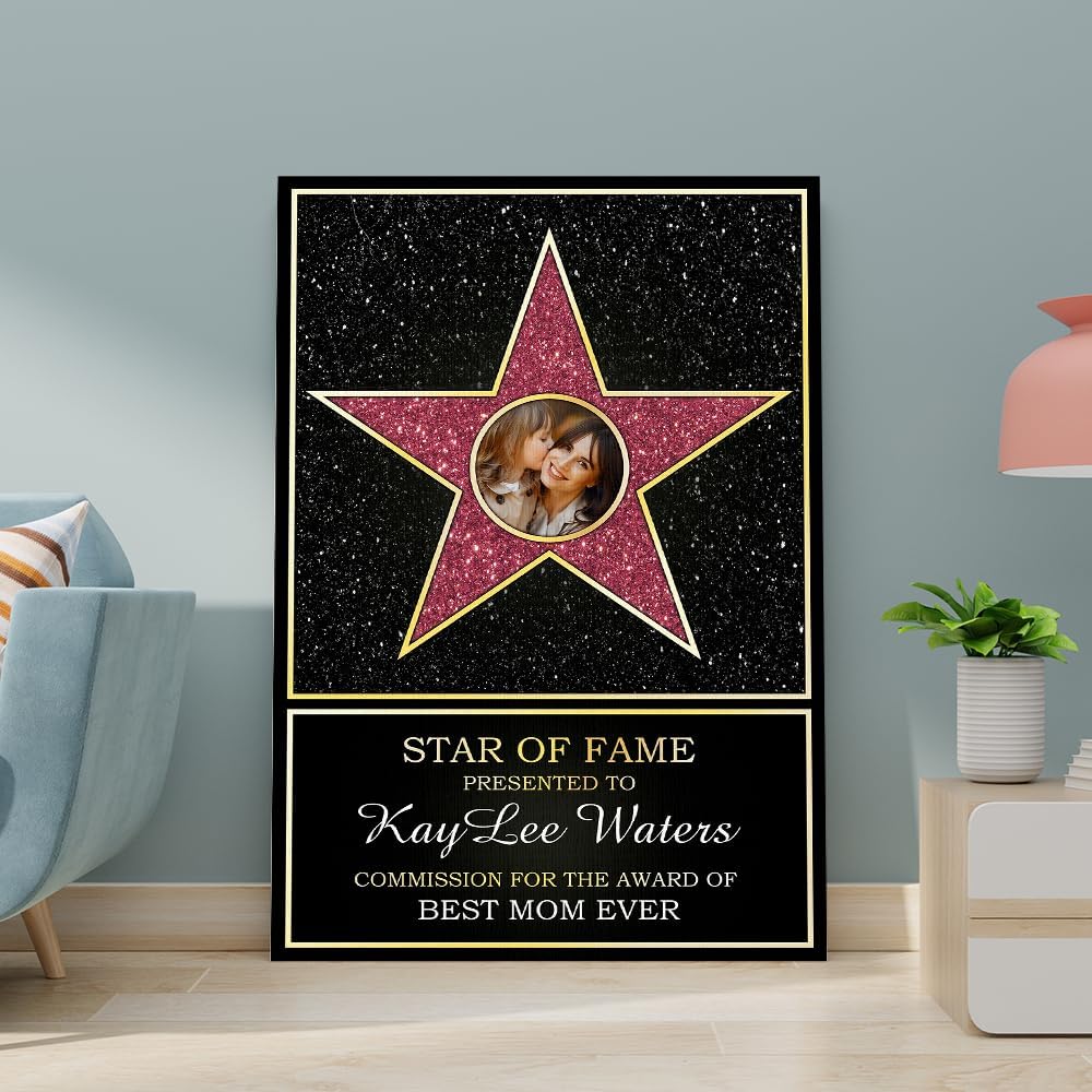 Personalized Star Of Fame Best Mom Ever Poster Canvas Wall Art, Personalized Mom Or Her Gift Poster, Mother's Day Canvas,
