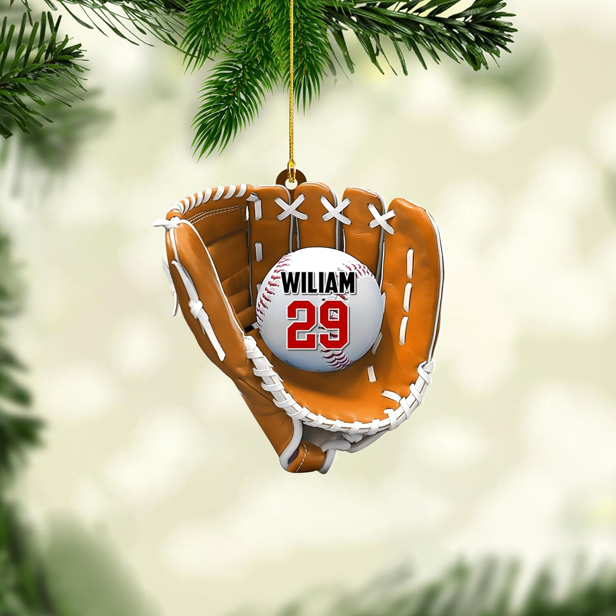 Personalized Baseball Ornaments for Boy - Custom Baseball Player Gift - Catcher, Bag, Mitt Glove Gifts