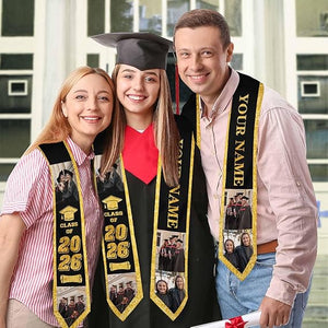 Custom Graduation Stole Class of 2026 Customized Congratulations Sash with Photo Name School Graduation Gift