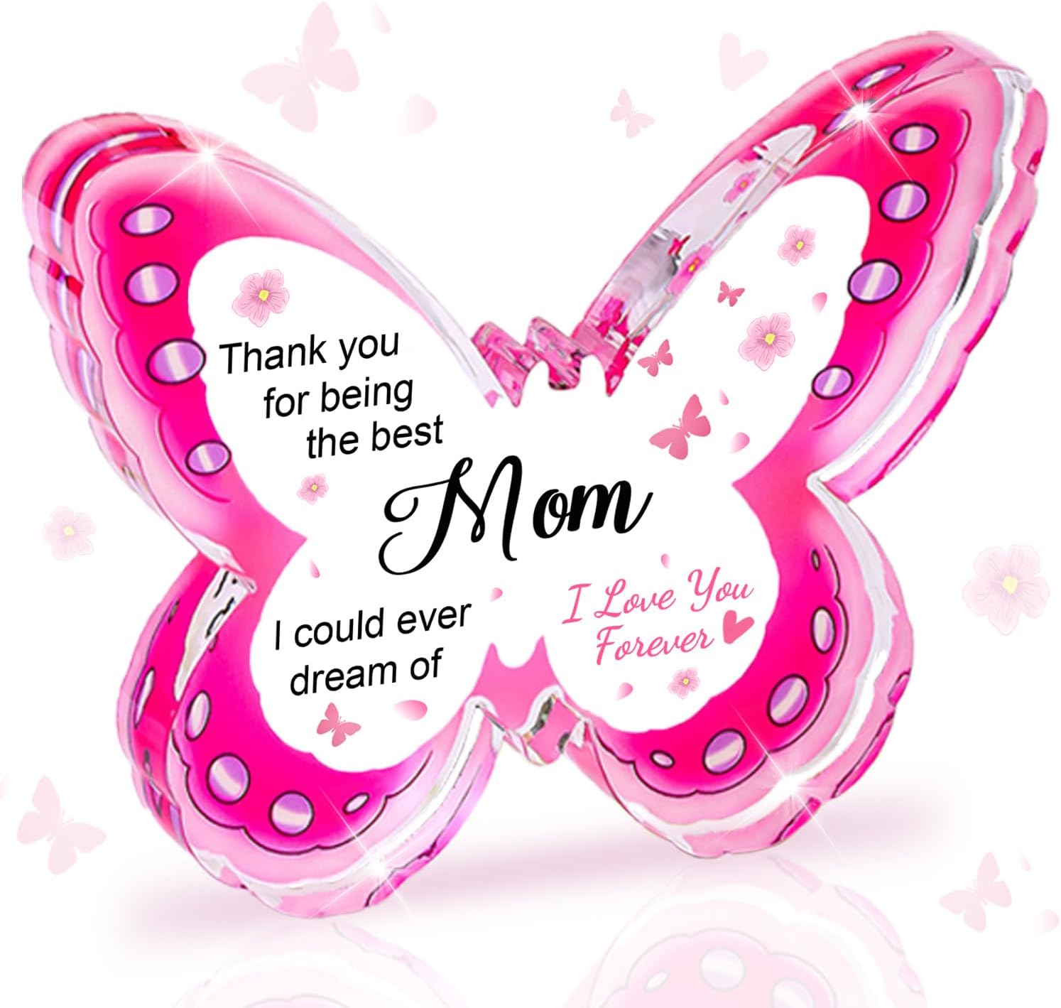 Mothers Day Gifts for Mom, Mom Birthday Gifts from Daughter Son- Acrylic Butterfly Plaque , Keepsake, Paperweight, Mother's Day Stuff Ideas, Christmas Best Mom Ever Gifts