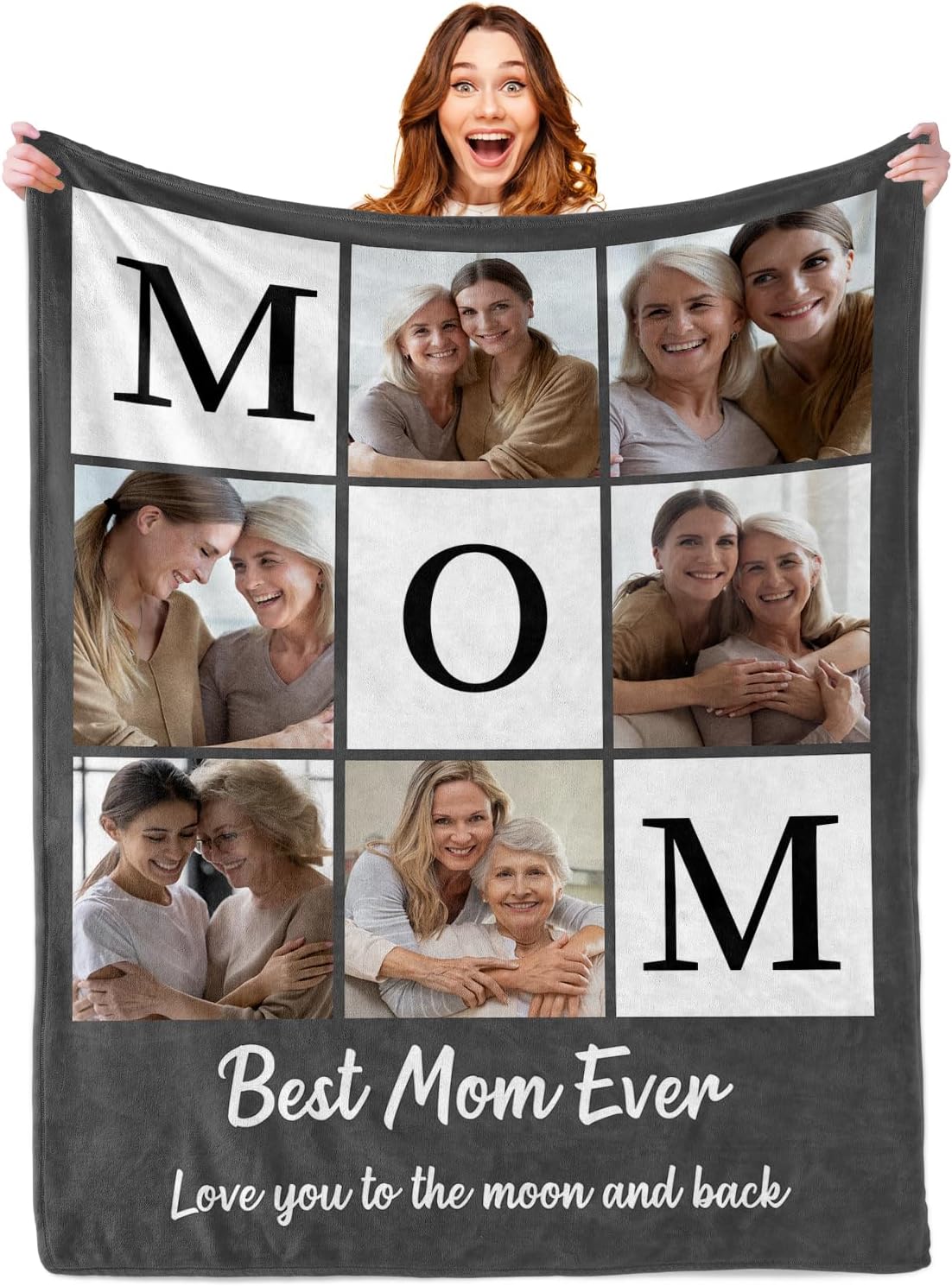 Personalized Mothers Day Birthday Gifts for Mom Custom Blanket with Photo Customized Gifts for Mom from Daughter Son Husband Picture Blanket Present