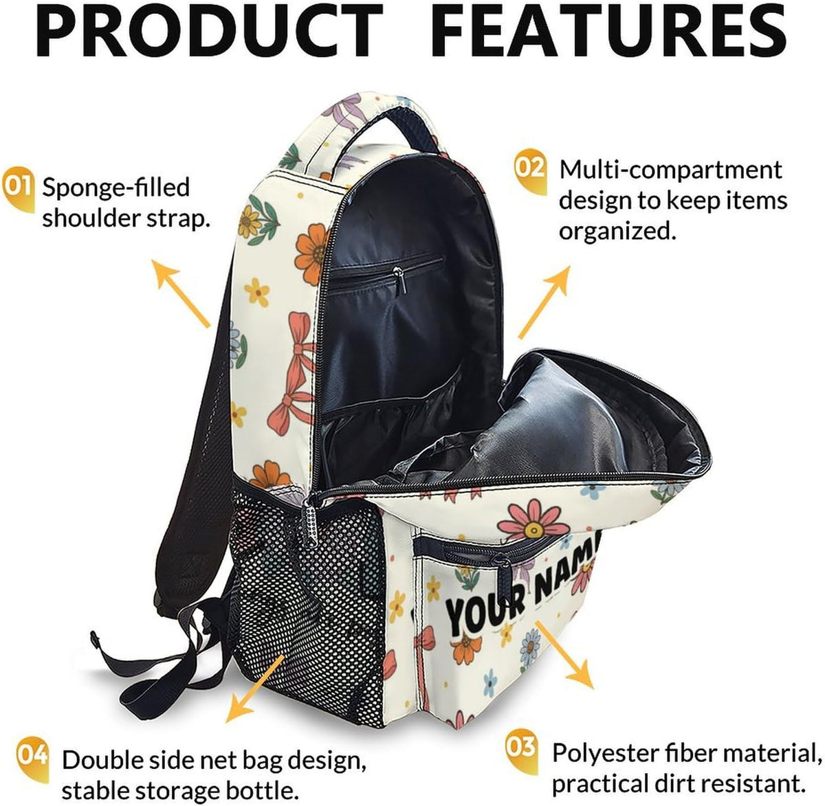 Backpack for Girls Women, Personalized School Backpacks for Kindergarten Elementary Middle College, Cute Custom Christian Gifts for Kids Teens