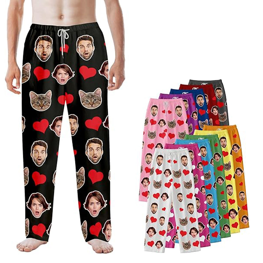 Custom Pajama Pants with Photo Men Women,Engagement Gifts for Couples,Personalized Wedding Gifts Christmas Gift For Men Women Cat Lovers Dog Lovers