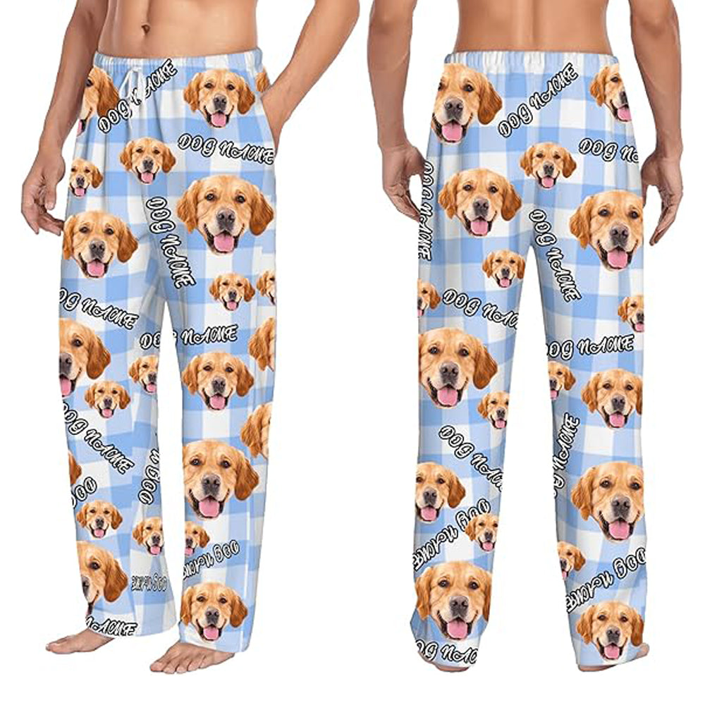 Custom Pajama Pants for Men, Custom Photo Dog Photo Pet Photo Customized Gifts for Husband Boyfrined Dad Mom Wife Husband Birthday Anniversary Christmas Gift