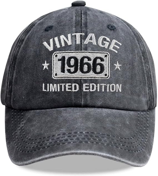 60th Birthday Gifts for Men Women Hats Vintage 1966 Blue Baseball Cap Personalized Embroidery cap for Grandpa