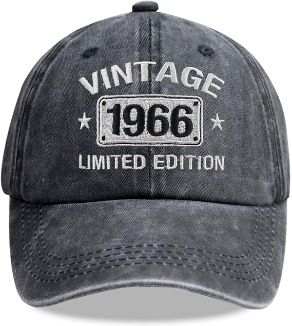 60th Birthday Gifts for Men Women Hats Vintage 1966 Blue Baseball Cap Personalized Embroidery cap for Grandpa