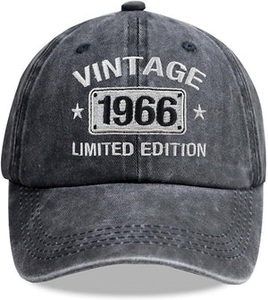 60th Birthday Gifts for Men Women Hats Vintage 1966 Blue Baseball Cap Personalized Embroidery cap for Grandpa