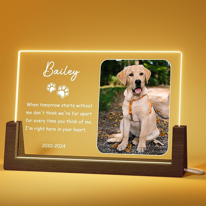 When tomorrow starts without me Personalized Dog Memorial Gifts for Loss of Dog, Dog Memorial Night Light, Dog Loss Sympathy Gift, Pet Memorial Gifts, Pet Memorial Acrylic Plaque, Cat Memorial Gifts