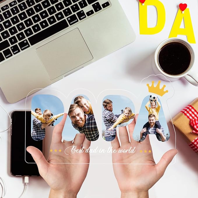 Personalized Gifts for Dad,Custom Night Light with Picture, Birthday Gifts for Dad, Father's Day Gift from Daughter Son