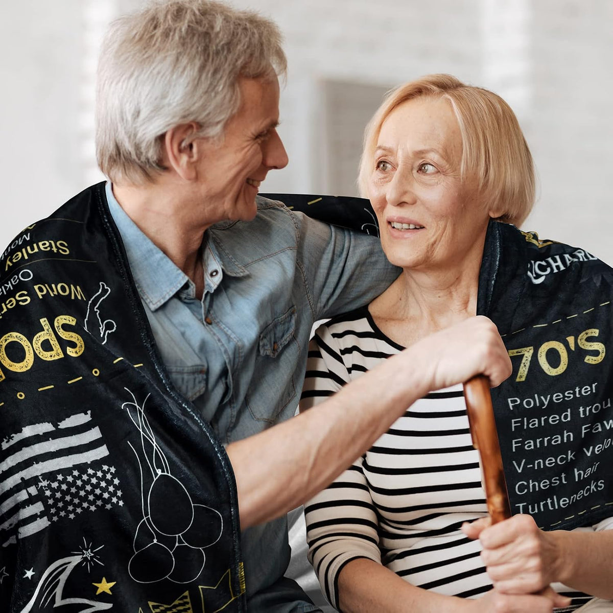 50th Anniversary Wedding Blanket Gifts Gift for 50th Wedding Anniversary Golden 50 Years of Marriage Gifts for Couple Wife Husband Dad Mom Parents Back in 1975 Blanket