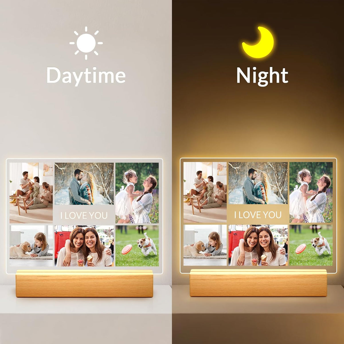 Custom Picture Frames with Photo, Personalized Photo Frame with Night Light, Customized Picture Frame, Personalized Mother's Day Gift Anniversary Birthday For Him For Her