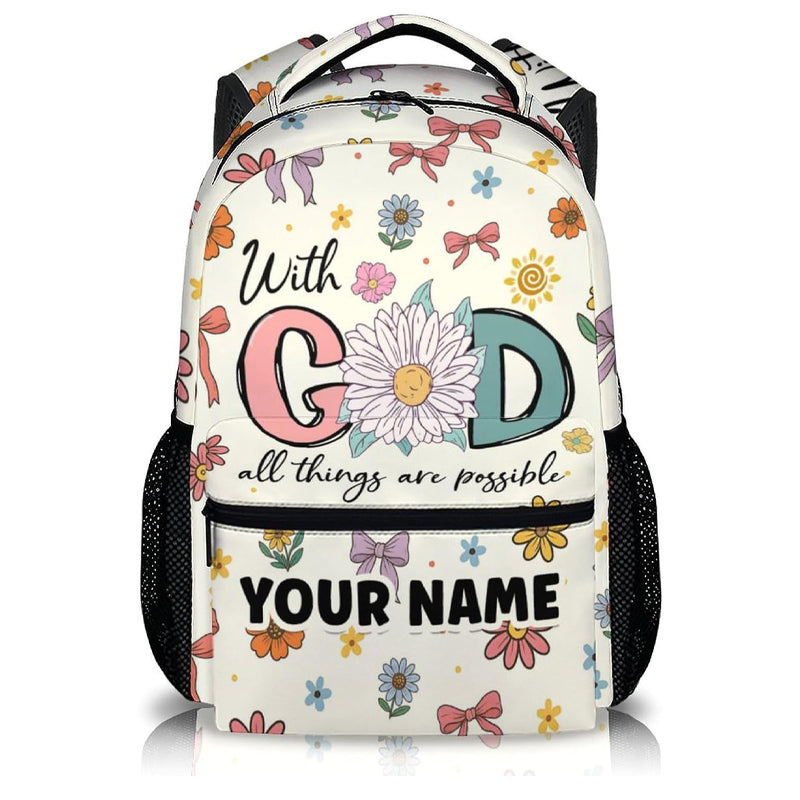 Backpack for Girls Women, Personalized School Backpacks for Kindergarten Elementary Middle College, Cute Custom Christian Gifts for Kids Teens