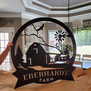 Barn Scene Monogram Metal Sign Barn Outdoor Monogram | Metal Barn Sign | Farm Decor | Farmer Gift Lakeshore Metal Decor
