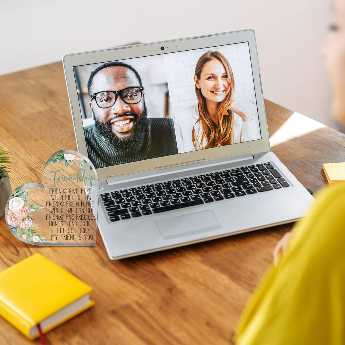 Gift for Friend Friendship Women Friend Friendship Birthday Cheer up Gift Acrylic Heart Butterfly Keepsake Paperweight for Home Office Table Shelf