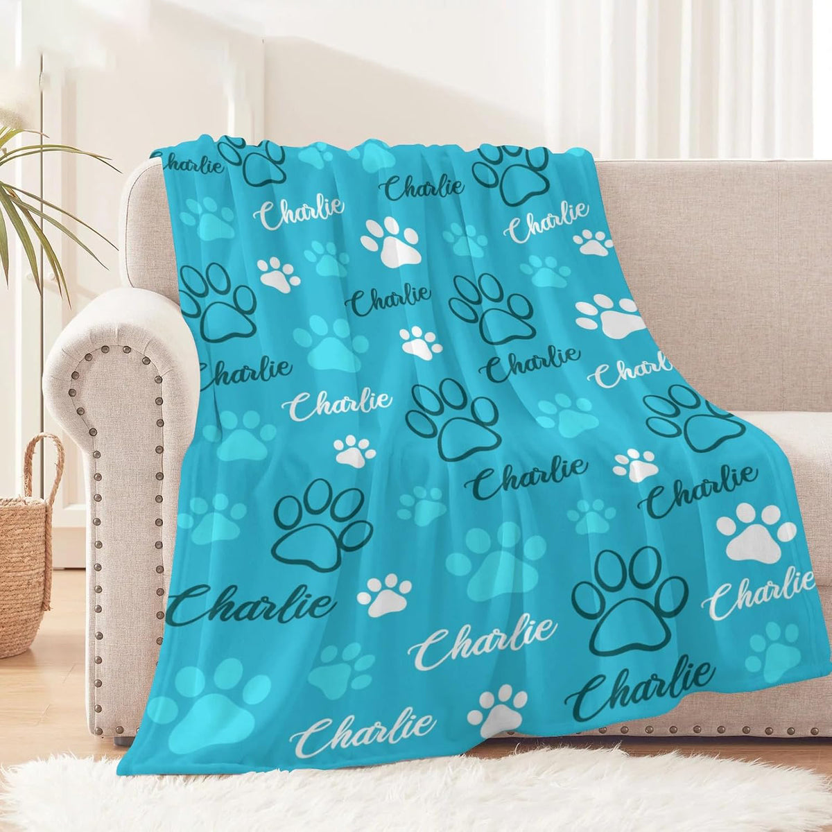 Custom Memorial Blanket Gifts for Dog Lover: Personalized Puppy Photo Collage Throw Blanket with Picture Name in Loving Memory Blanket