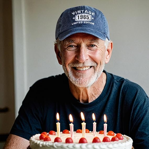60th Birthday Gifts for Men Women Hats Vintage 1966 Blue Baseball Cap Personalized Embroidery cap for Grandpa