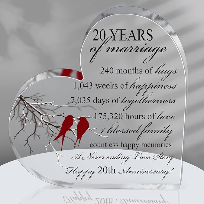 Years of Marriage Gift Wedding Anniversary Heart Marriage Keepsake Decoration Gift for Couple Parent Women Mom Husband Wife